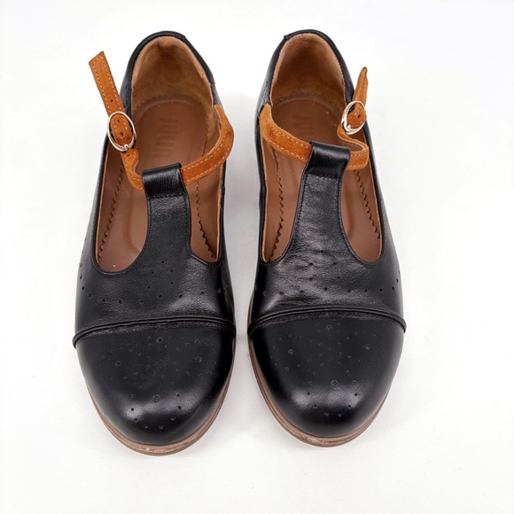 JULIA BO | Leather Mary Jane Brogues Shoes in Black | Sz 8 - Picture 5 of 16